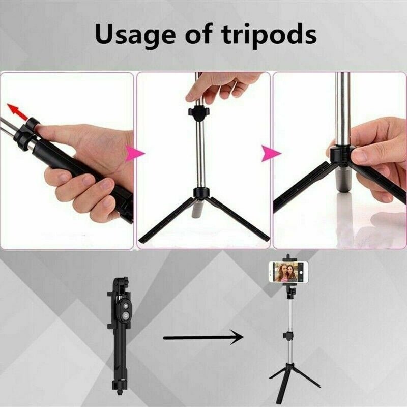 Wireless Selfie Stick 360 Shutter Remote Extendable With Tripod Phone Holder bs
