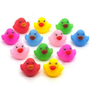 12 Pcs Colorful Baby Children Bath Toys Cute Rubber Squeaky Duck Ducky LJLJ