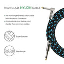 Bass Guitar Cable 5m Right Angle 1/4 Inch to Straight 1/4 Inch TS for Keyboard