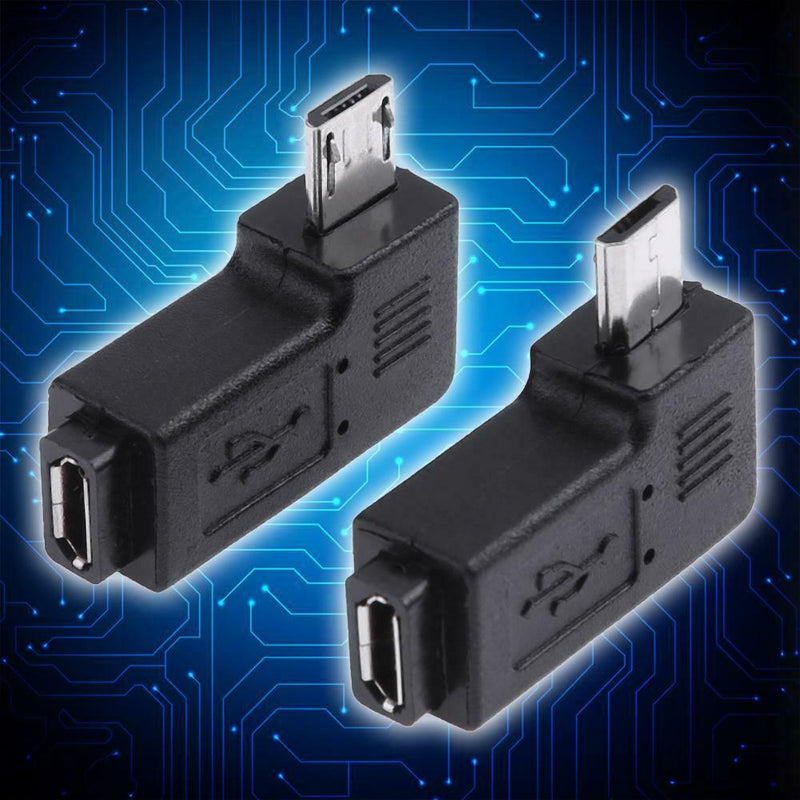2pcs 90 Degree Micro USB Female to Micro USB Male Adapter Connector
