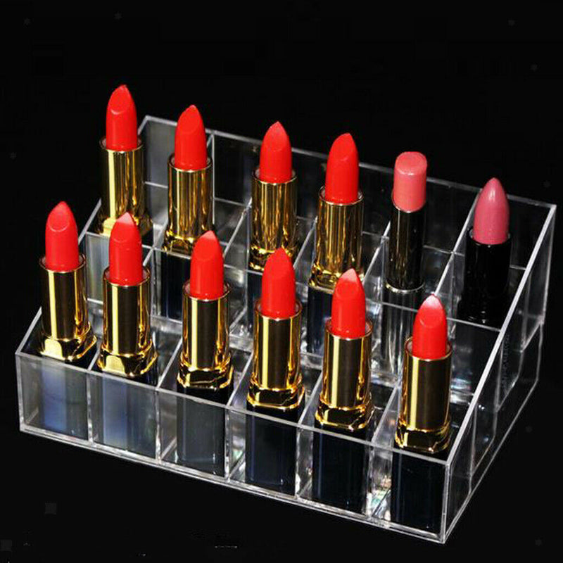 Clear Acrylic Lipstick Holder Organizer: 24 Spaces for Lipsticks,Lip Gloss and