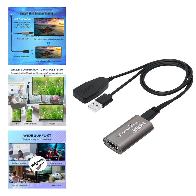 Portable WiFi HDMI Wireless Display Dongle for iOS Android Easy to Use