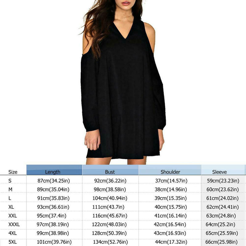 Summer Chiffon Fashion V-neck Women Dress Cold Sleeves Solid Dresses (L)