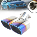 2.5inch Car Exhaust Muffler Tip Dual Square Outlet Silencer Tail Pipe Steel E6Q2