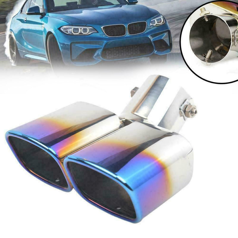 2.5inch Car Exhaust Muffler Tip Dual Square Outlet Silencer Tail Pipe Steel E6Q2