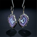 Purple crystal Dangle Large Drop Earrings Hook Moonstone Women Fashion Jewelry