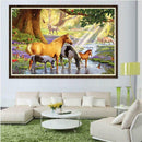 5D Horses River Diamond Painting Embroidery DIY Cross Stitch Home Decorate