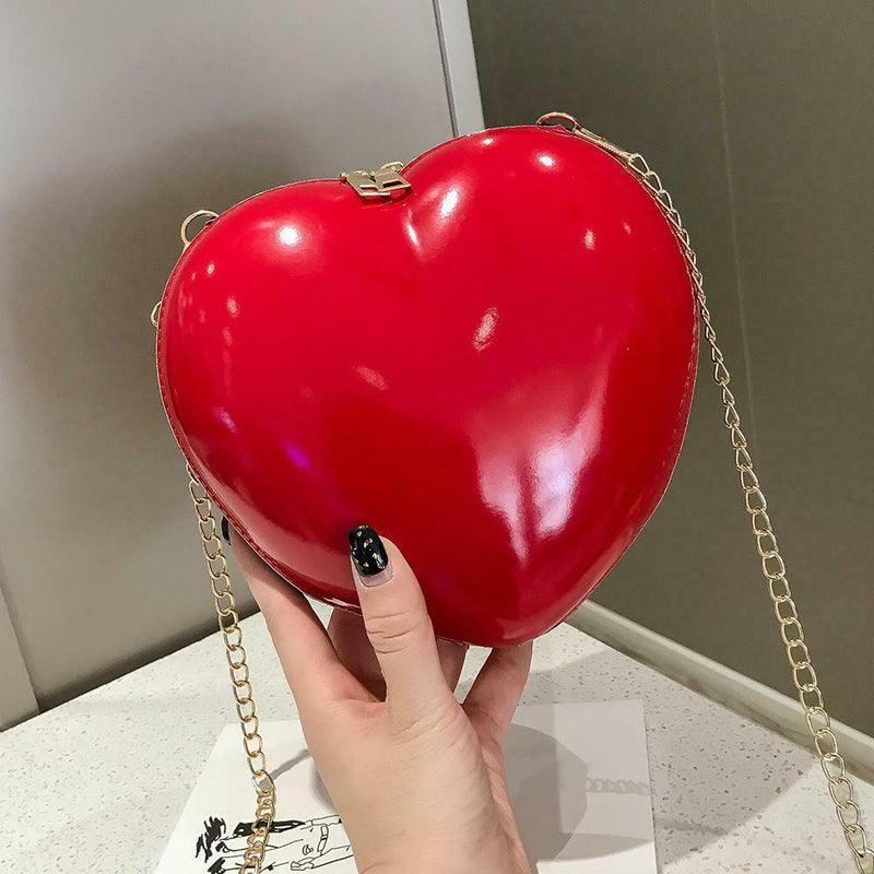 Girls Heart Women Shoulder Chain Messenger Bags Crossbody Handbags (Red) A