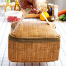 Bags Picnic Insulated Thermal Waterproof Lunch Bag Woven Imitation Rattan
