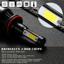2PCS 4-Sides H8/H9/H11 COB Hi-Lo Beam LED Headlight Kit Bulb High Low 6500K
