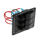 Black Aluminum 12V 3 Gang Red LED Rocker Electric Switch Panel Circuit Breaker