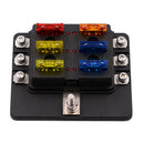 6 Way Blade Fuse Block Box Holder LED Light 12-32V Circuit Caravan Truck Car Van