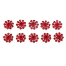 10X Clear Rhinestone Crystal Alloy Flower Embellishment Flat Back Button RED