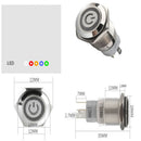 25mm 12V White Stainless Aluminum Switch Latching PushButton Waterproof