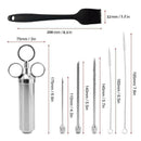 12 IN 1 Stainless BBQ Condiment Spice Roast Curing Syringe W/Neddles Meat Claws