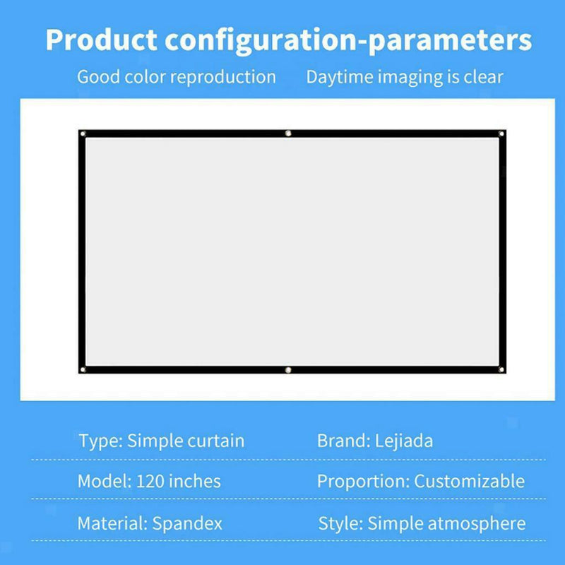 Projector Simple 150" inch 16:9 HD Foldable Screen for Home Theater Office
