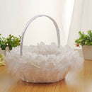 White Basket Romantic Bowknot Silk Cloth Wedding Ceremony Party Rose Flowe BQK