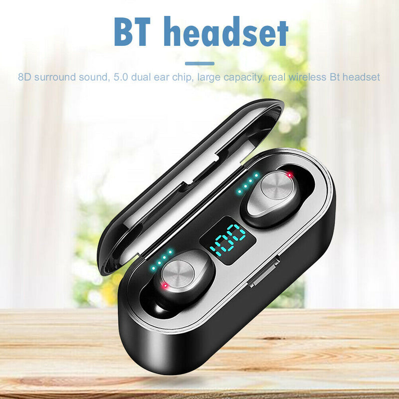 F9 TWS Bluetooth 5.0 Earphones Touch Control Earbuds w/LED Display Charge Box