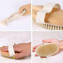 Wooden Loofah Back Scrubber Sap Body Sponge Long Handled Showe Bath Brush S Z9F1