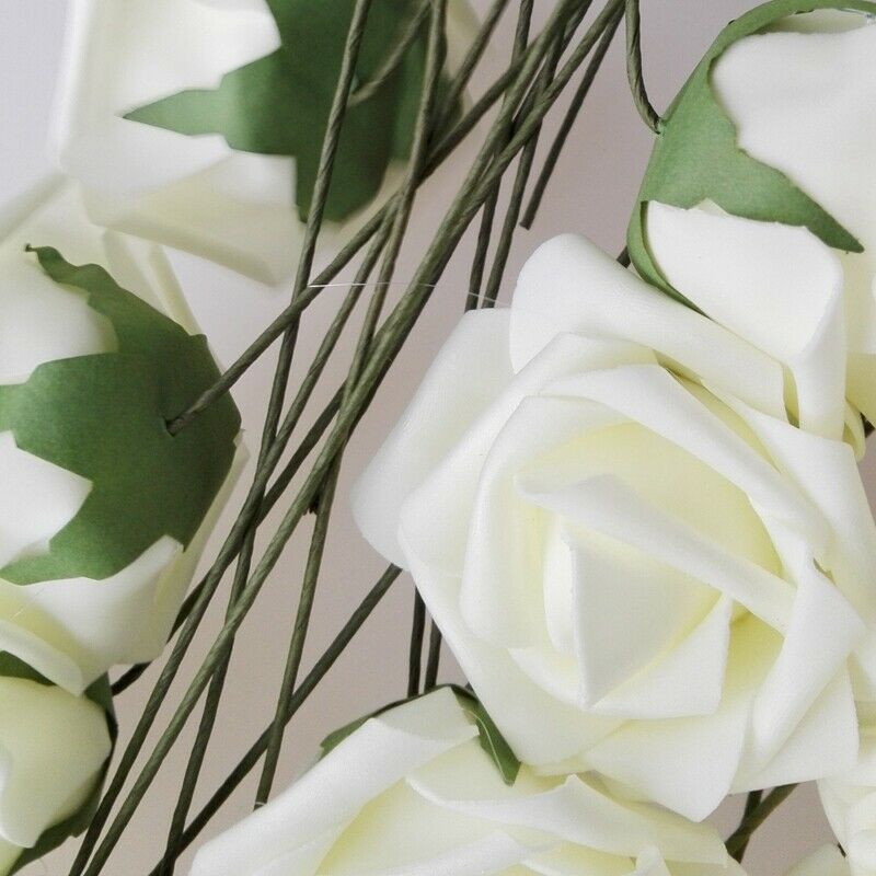 1 X Artificial 10 pieces Bouquets of flowers Rose white Deco Wedding House