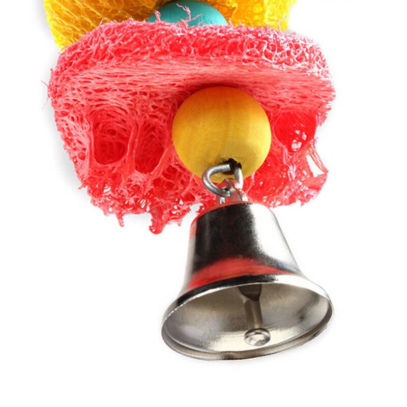 Easy Luffa Pet Bird Parrot Macaw Bell Swing Scratcher Parrot Bites   OZ