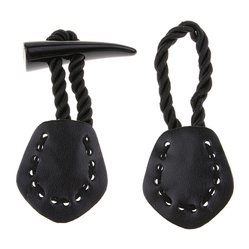 1 Set PU Leather Horn Toggle Buttons Coat Jackets Duffle Horn Toggle Closures