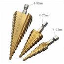 3PCS 4-12/20/32mm HSS 4241 Titanium Nitride Cutter Coated Step Shank Dril ESQ