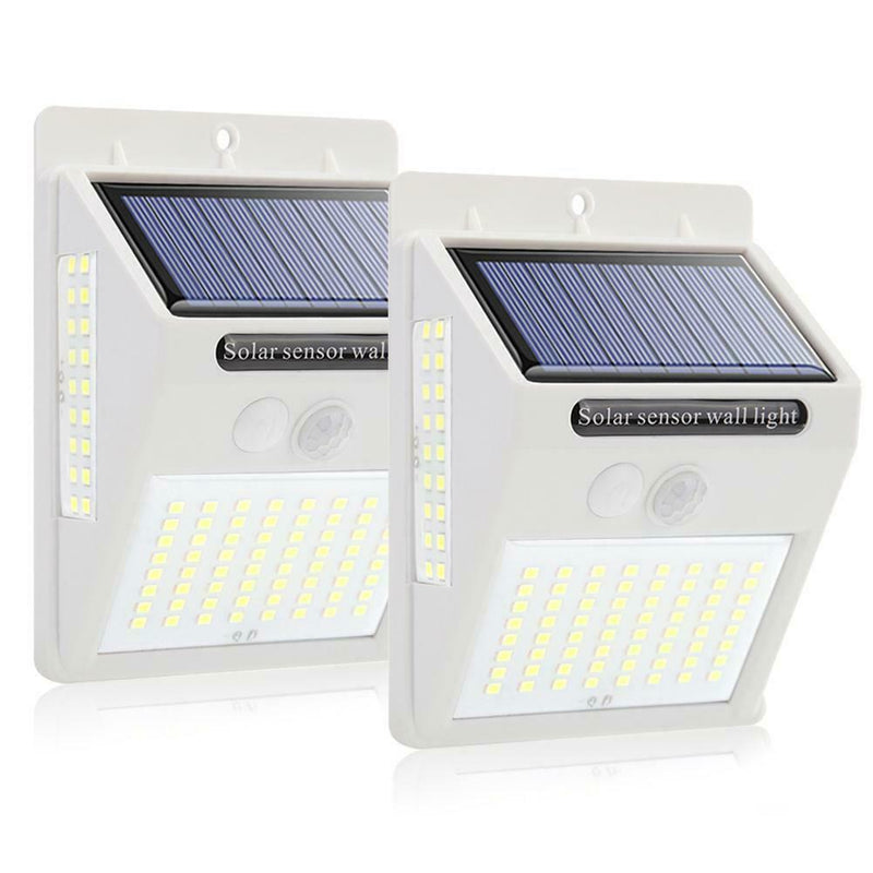 2pcs 100LED Three-sided Solar Motion Sensor Wall Light Outdoor Garden Lamp A