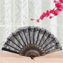 Black Spanish Style Dance Party Wedding Lace Silk Folding Hand Held Flower Fan l