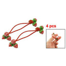 4 Pcs Red Strawberry Decorate Elastic Band Hair Tie for Girls