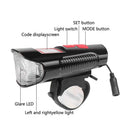 3 in 1 USB Rechargeable LED Bike Front Light+Bicycle Computer+Electric Bell