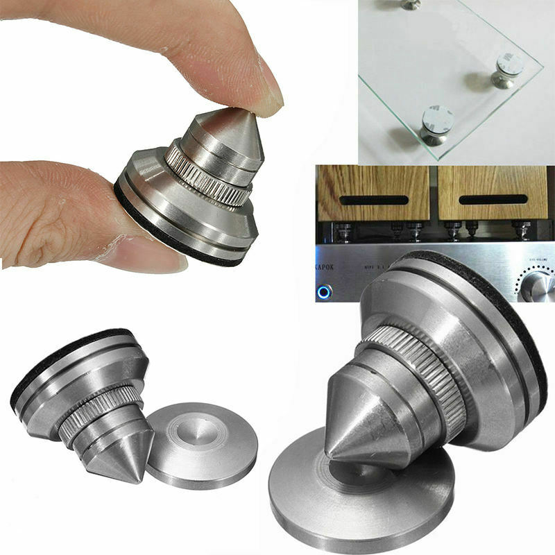 4x Stainless Steel Speaker Spike & Pad Base Amplifier Isolation Cone Stand Feet