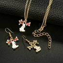 3pcs Christmas Elk Drop Earrings Crystal Pendant Necklace Women Jewelry Set