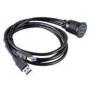 Car Usb3.0 Dual Port Extension Dashboard Panel Double 1m Cable Waterpro X2K Z4J7