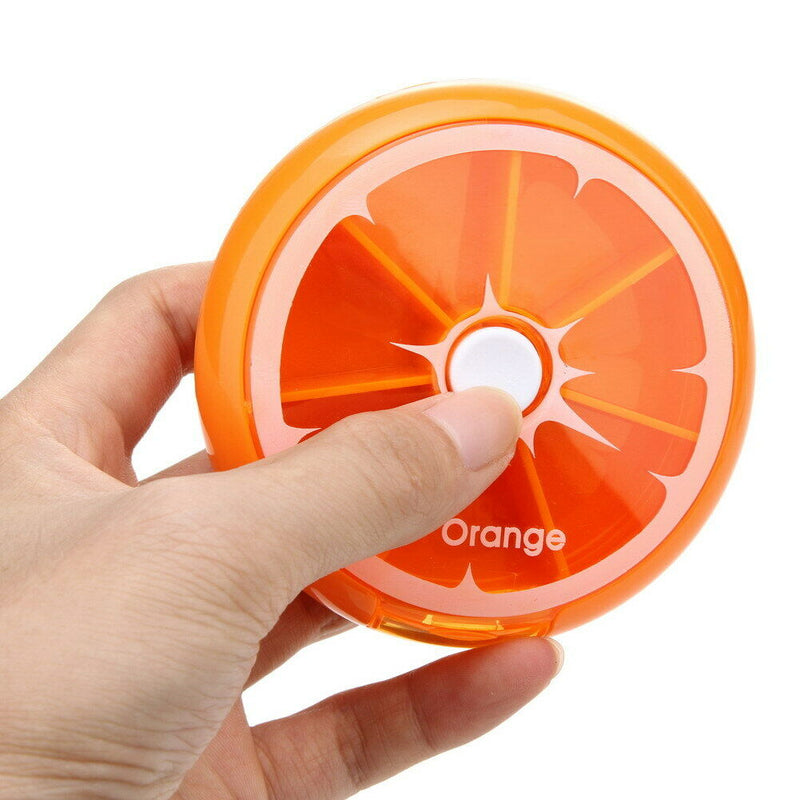 Outdoor Travel Pill Portable 7 Day Rotating Pill Case Orange