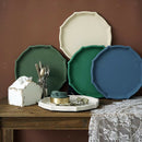 Colorful Wood Dried Fruit Plate Snacks Dessert Serving Tray Blue
