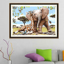 Giraffe Elephant 5D DIY Full Drill Round Rhinestones Painting Embroidery