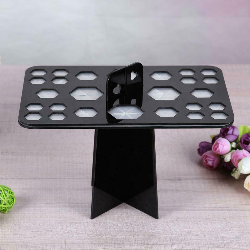 26holes Makeup Brush Drying Rack Brush Holder Cosmetics Makeup Tools Black