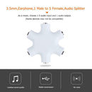 3.5mm Earphone Headphone Audio Splitter 1 Male to 5 Female Adapter (White)