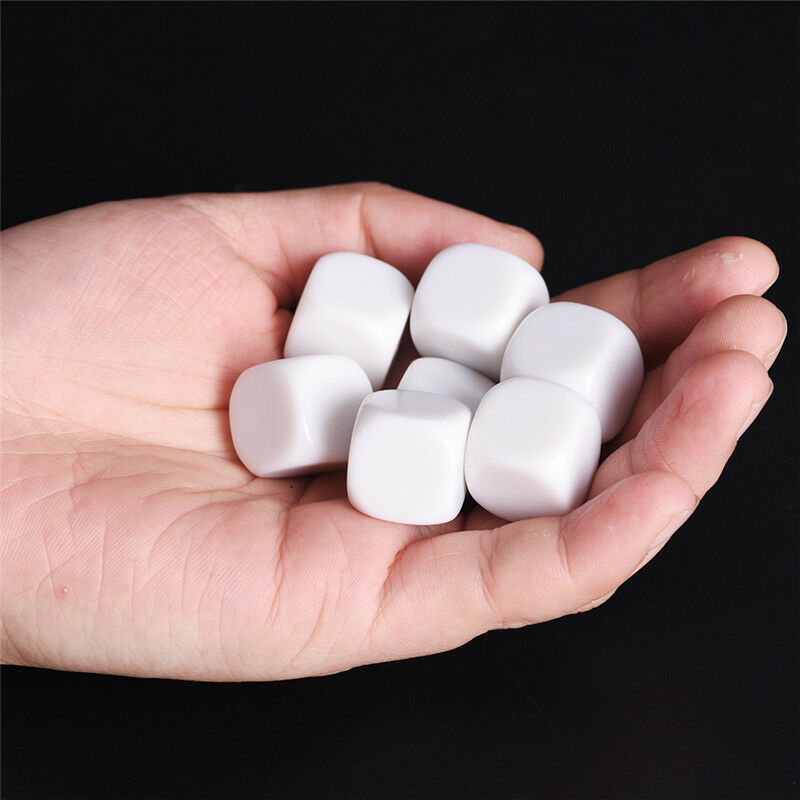 10pcs16mm blank white can write dice counting cubes DIY rounded gaming diN`US