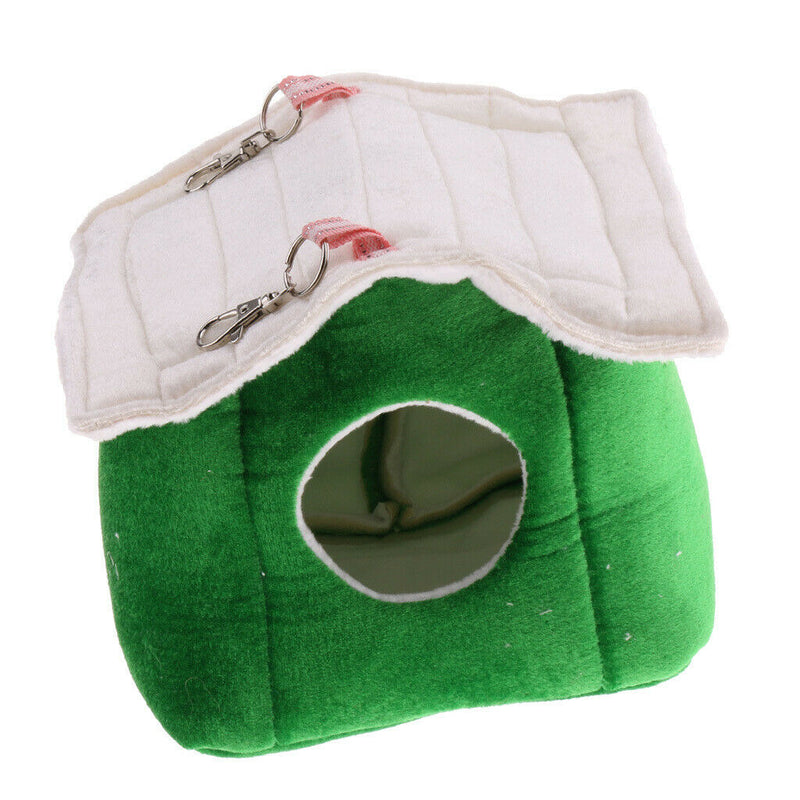 Winter Warm Bird Nest House Parrot Shed Hut Hanging Hammock Finch Cage Green