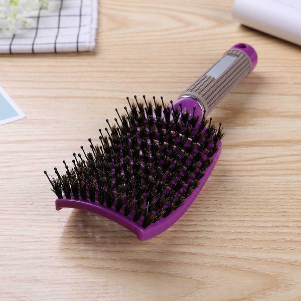 Scalp Massage Bristle Hair Comb Curly Straight Anti Static Hairbrush(Purple