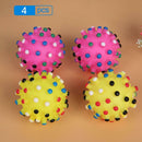 4pcs Small Squeaky Dog Round Soft Rubber Hedgehog Interactive Chew Toys