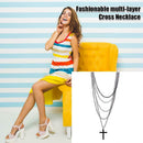 Multi-layer Cross Pendant Necklace Fashion Sweater Choker Statement Jewelry
