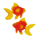 2 Pcs Orange Red Plastic Faux Fantail Goldfish for Aquarium Decoration B7L8