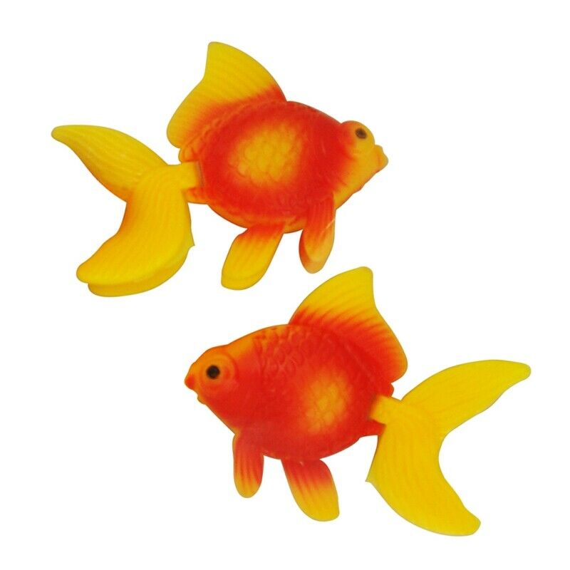 2 Pcs Orange Red Plastic Faux Fantail Goldfish for Aquarium Decoration B7L8