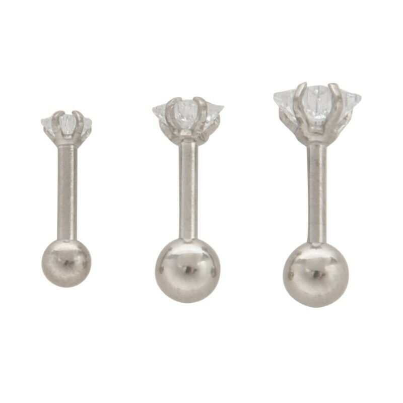 1 Set Of 3 Size 316L Steel Stars Clear Zirconic Cartilaginous Ear Piercing EK5R5