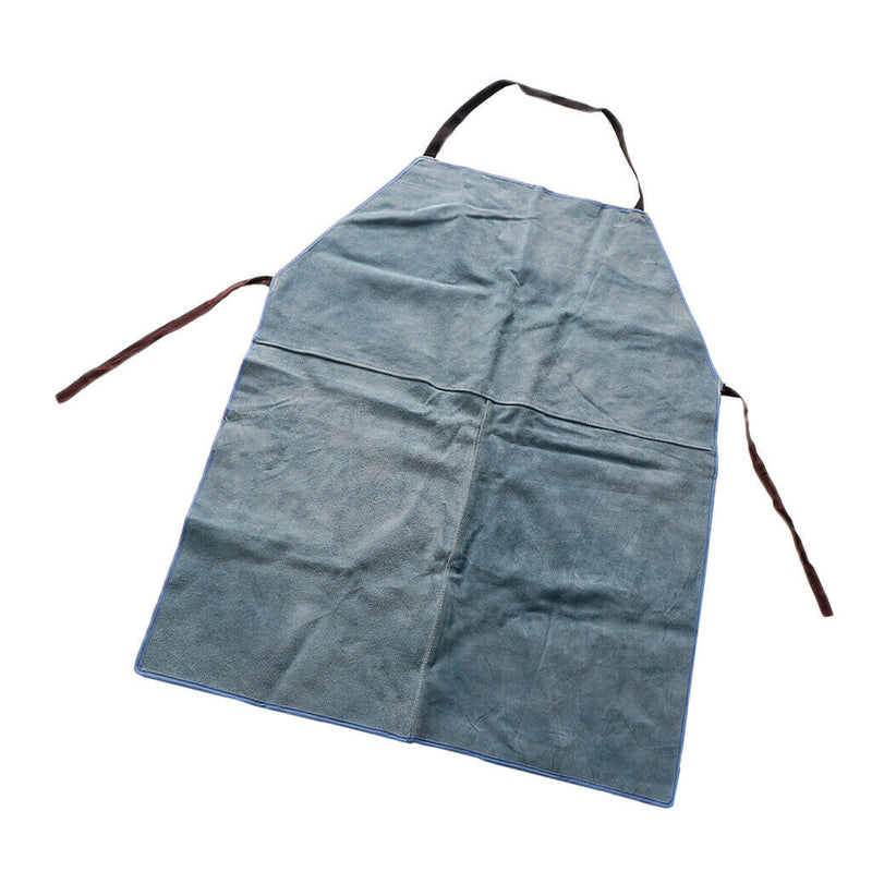 Adjustable Leather Welding Protective Work Apron Bib Blue