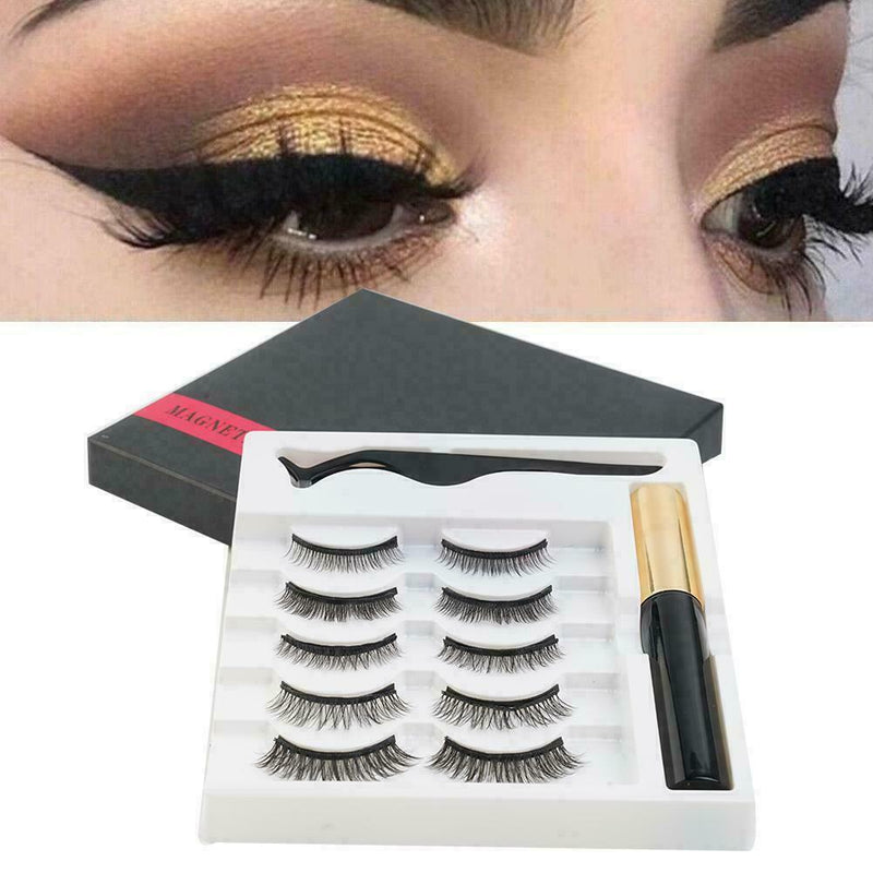 Magnetic Liquid Eyeliner False Eyelashes Tweezer Waterproof Eye Kits Lashes G4F4