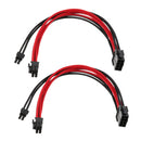 2pcs 8-Pin(6+2-Pin) PCIe PCI Express Extension Cable Cord 18AWG 30cm - Sleeved
